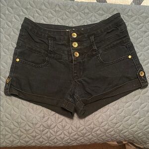 Refuge Black and Gold Jean Shorts with Rolled Hem